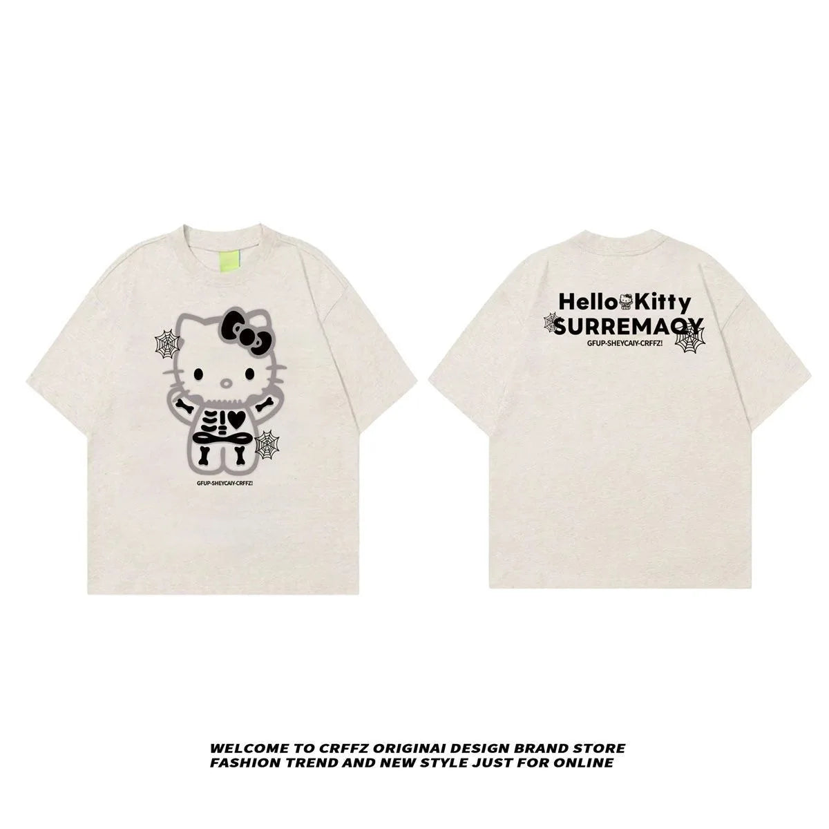 Sanrio Hello Kitty T Shirt 100% Cotton Cartoon Kawaii Gothic Hello Kitty Summer Tshirt Y2K Women Oversized White Tees Streetwear