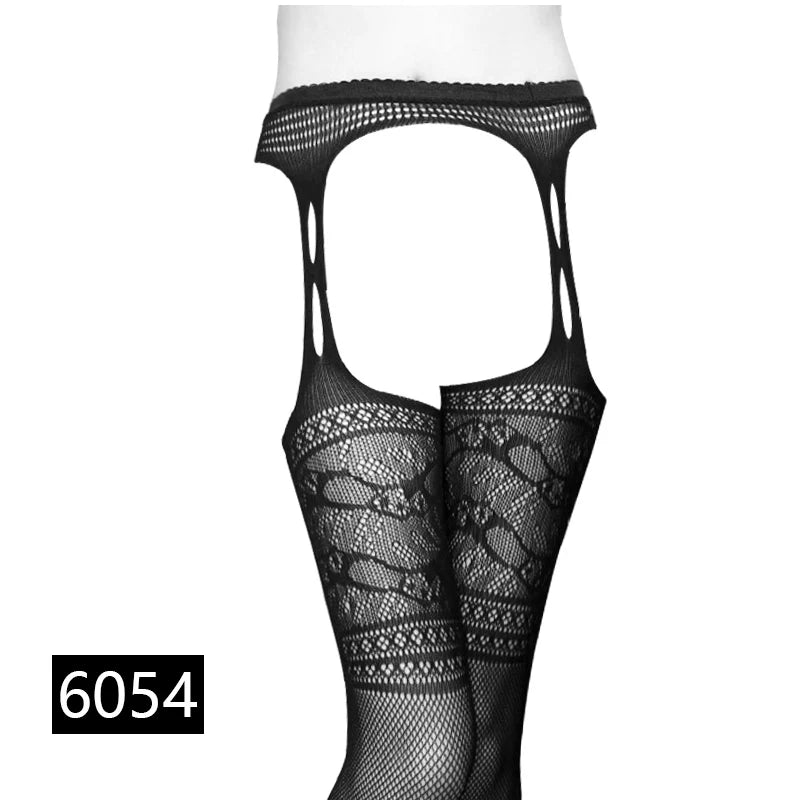 Women Sexy Lingerie Stockings Garter Belt Stripe Elastic Stockings Black Fishnet Stocking Thigh Sheer Tights Pantyhose Dropship