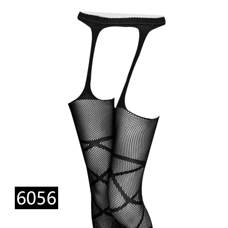 Women Sexy Lingerie Stockings Garter Belt Stripe Elastic Stockings Black Fishnet Stocking Thigh Sheer Tights Pantyhose Dropship