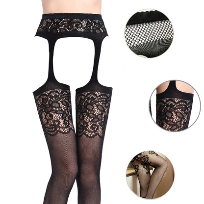 Women Sexy Lingerie Stockings Garter Belt Stripe Elastic Stockings Black Fishnet Stocking Thigh Sheer Tights Pantyhose Dropship